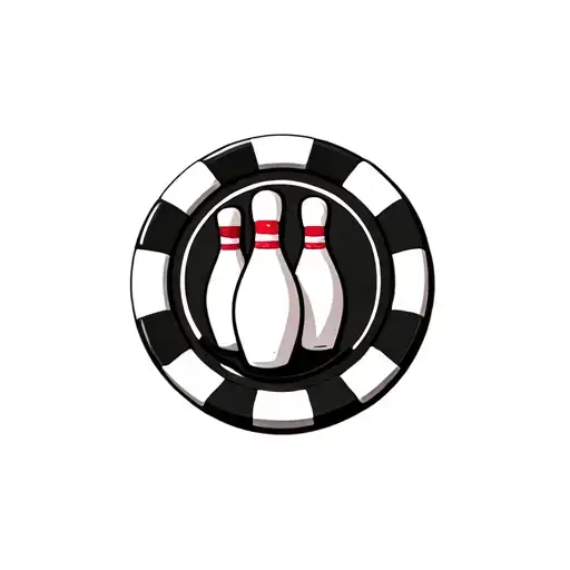 poker chip, bowling pins in the center tattoo design idea
