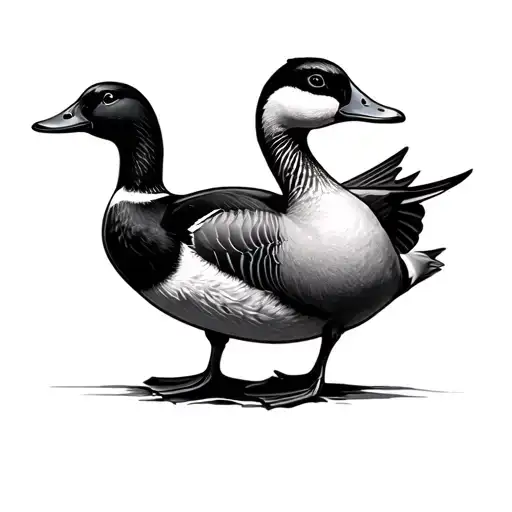 duck and a goose flying tattoo design idea