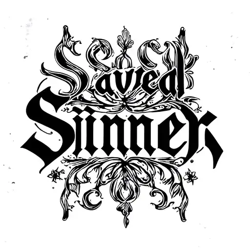 saved Sinner ambigram tattoo design idea