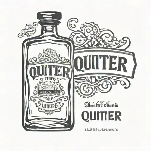 whiskey bottle with "quitter" on the label tattoo design idea