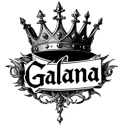 Create a tattoo of a crown with the name Galana inside  tattoo design idea