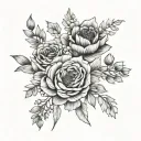 fine line birth flower bouquet January, April, July, December tattoo design idea