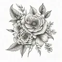 fine line birth flower bouquet January, April, July, December tattoo design idea