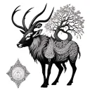 taurus, twin, ibex, tree of life, dragon wrapped tattoo design idea