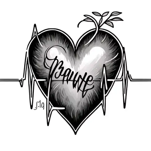 Name Heartbeat tattoo design idea
