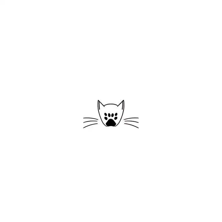 A very small and fine line tattoo in a minimalistic style, related to cats — like a paw or a minimal cat. I want it to b tattoo design idea