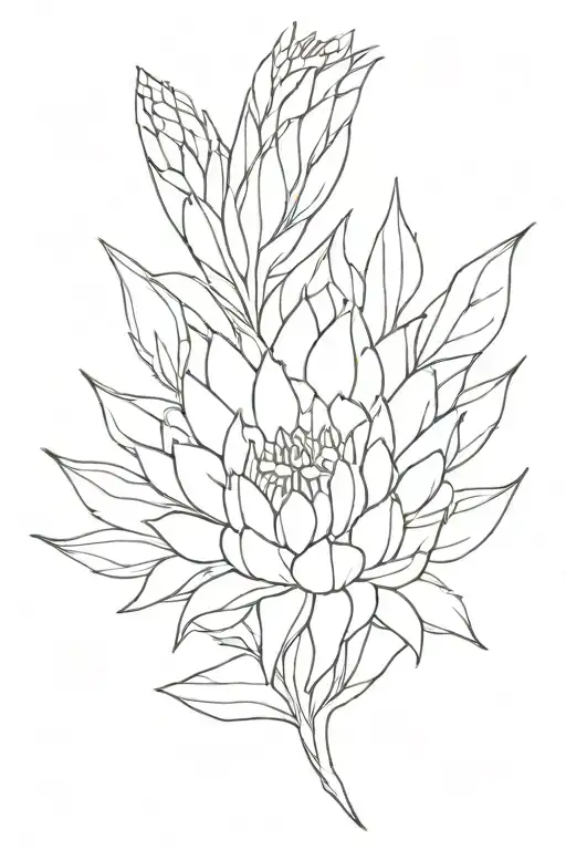  corn flower and protea flower tattoo design idea