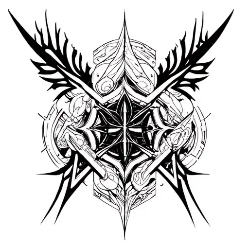 minamalistic cyber sigilism tattoo design idea