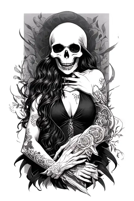 lady reaper full body tattoo design idea