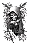 lady reaper full body tattoo design idea