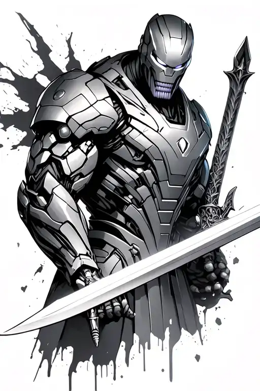 Ultron with thanos sword tattoo design idea