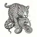 Jaguar and anaconda tattoo design idea