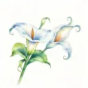 calla lily with stem and monarch butterfly tattoo design idea