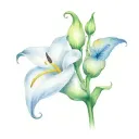 calla lily with stem and monarch butterfly tattoo design idea
