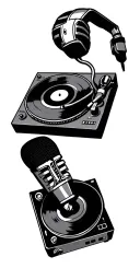 two turntables and a microphone tattoo design idea