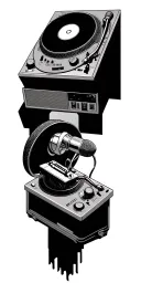 two turntables and a microphone tattoo design idea