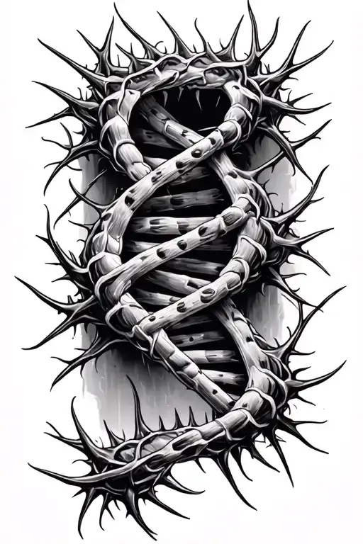 double DNA helix with thorns  tattoo design idea