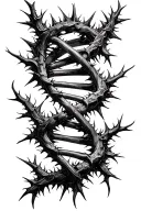 double DNA helix with thorns  tattoo design idea
