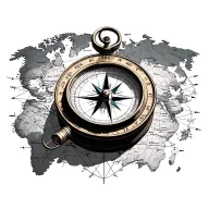 compass with map background black and white tattoo design idea