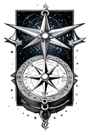 compass surrounded nautical star constellation tattoo design idea