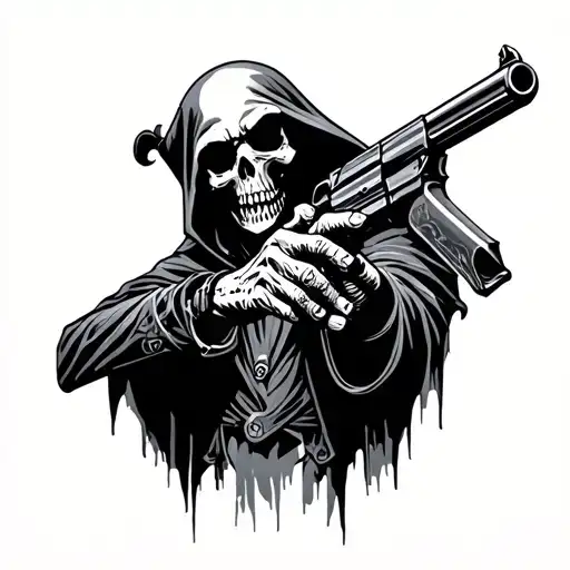 Grim Reaper With Gun tattoo design idea