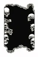 railroad tracks surrounded with human skulls incorporating a harley davidson style tattoo design idea