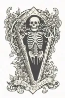 skeleton coffin tattoo design idea