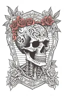 skeleton coffin tattoo design idea