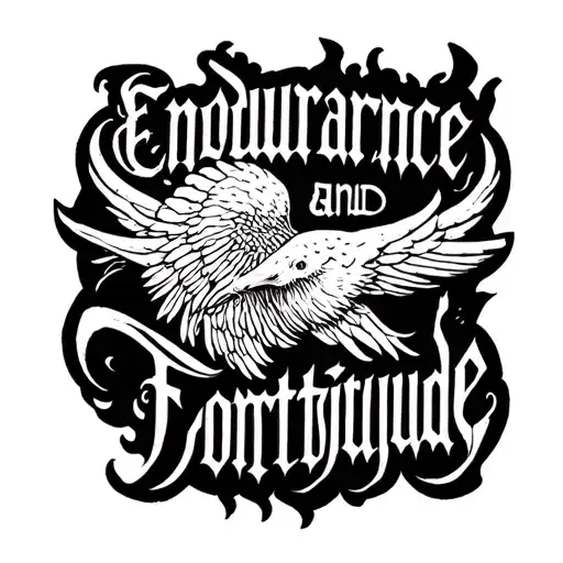 the words "endurance and fortitude" tattoo design idea