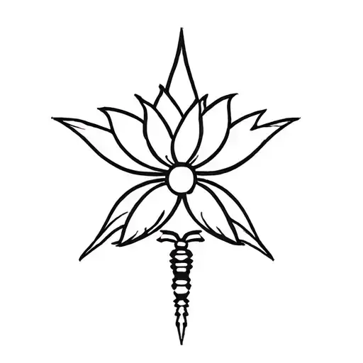 star with Scorpio and lotus flower tattoo design idea