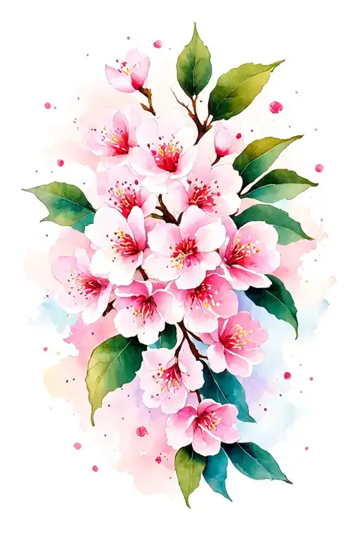 akebono cherry blossom branch tattoo design idea