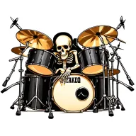 skeleton playing drumset tattoo design idea