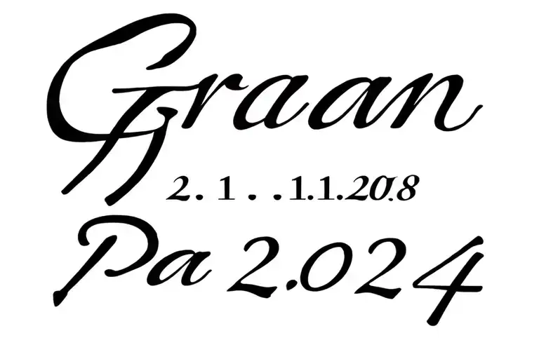 "Gran 2.11.2018 Pa 2.11.2024" Script writing tattoo design idea