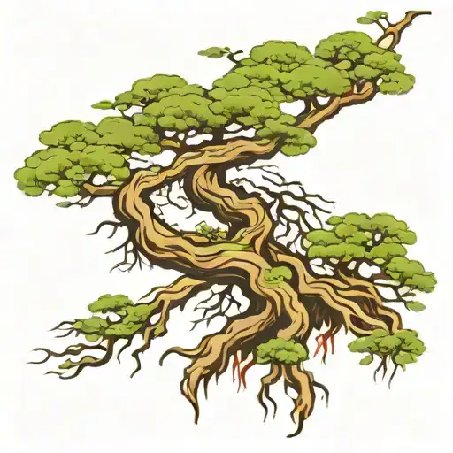 tree with roots growing tattoo design idea