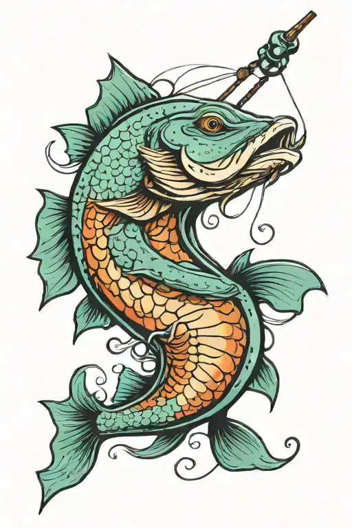 fishing catfish tattoo design idea