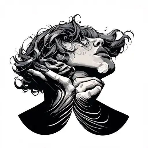 Hand Choking Neck tattoo design idea