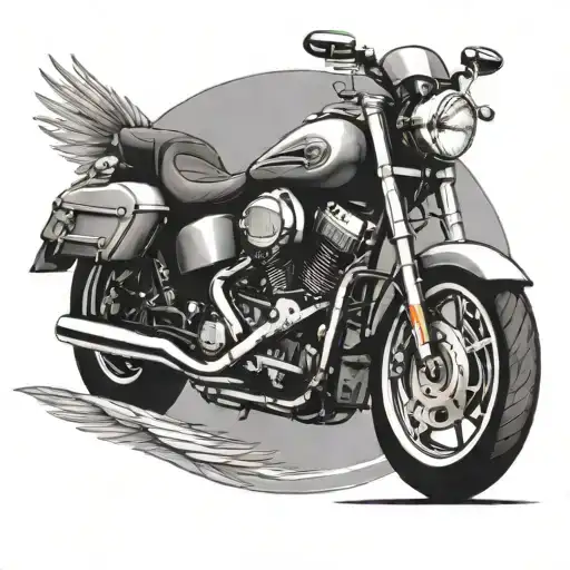 motorcycle wheel with wing attached tattoo design idea
