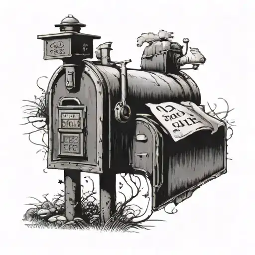 i want a fairly detailed and somewhat rusty american mailbox, and as a postal number 1327 tattoo design idea