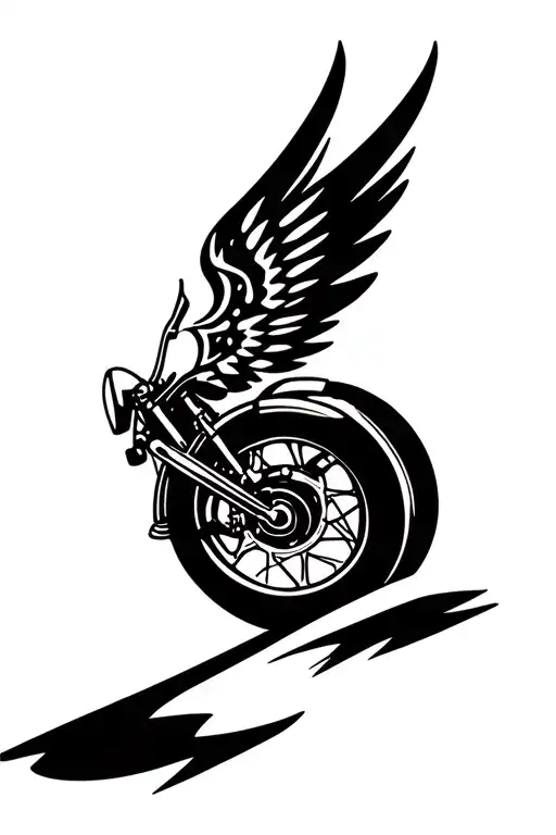 motorcycle wheel with wings tattoo design idea