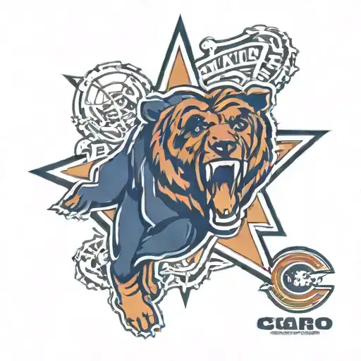 star with Chicago bears logo incorporated tattoo design idea