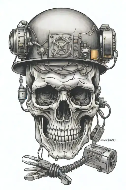 electrician, emo music, skull, working out tattoo design idea