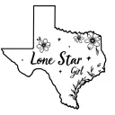 "Lone Star Girl" texas outline with small flowers and stars tattoo design idea