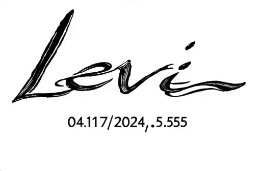 "Levi 04/17/2024 5:55" tattoo design idea
