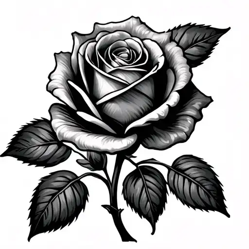 single line rose tattoo design idea