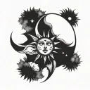 sun and moon, dark feel tattoo design idea