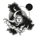 sun and moon, dark feel tattoo design idea