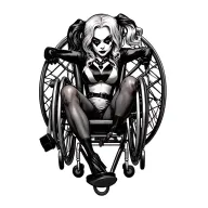 harley quinn in a wheelchair symbolizing strength tattoo design idea