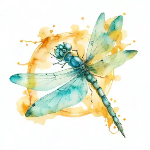 electric blue dragonfly landing tattoo design idea