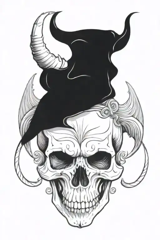 skull with horns tattoo design idea