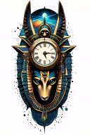 Space Theme With clock Technology With Egyptian God Anubis And Inka Symbolism And All Seing Eye... Tattoo tattoo design idea